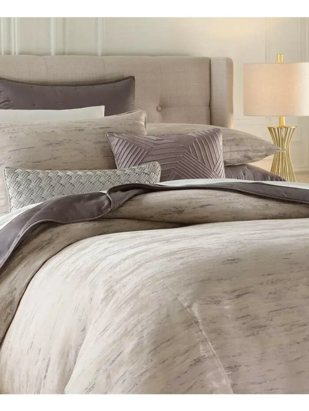 Hotel Collection Impasto Stone 3-Pc King Comforter Set Gray Abstract MSRP $625